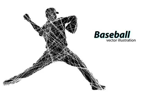 Silhouette of a baseball player. Vector illustration Stock Illustration