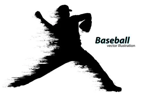 Silhouette of a baseball player. Vector illustration Stock Illustration