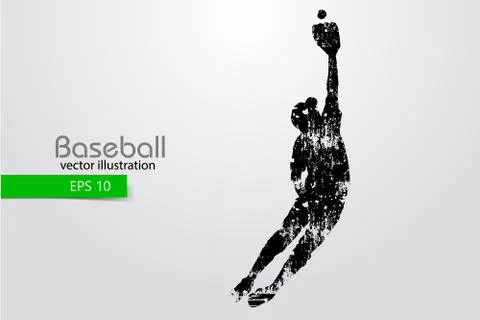 Silhouette of a baseball player. Vector illustration. Stock Illustration