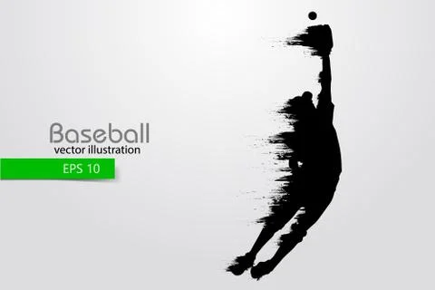 Silhouette of a baseball player. Vector illustration. Stock Illustration