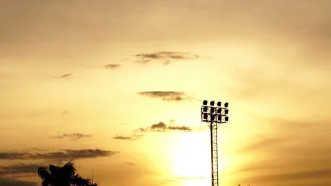 Silhouette baseball players were practicing in the evening Stock Footage 112139897