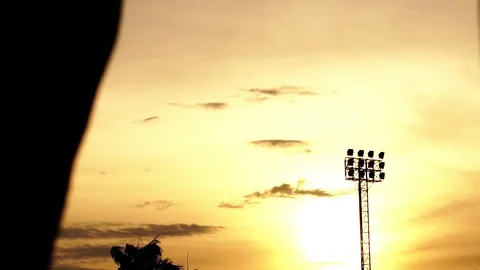 Silhouette baseball players were practicing in the evening Stock Footage 112139915