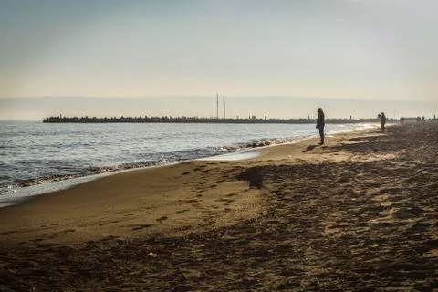 Silhouette on the beach 스톡 사진