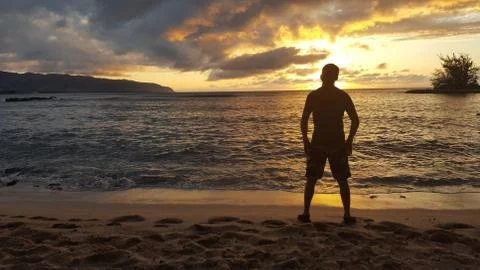 Silhouette on the Beach Stock Photos