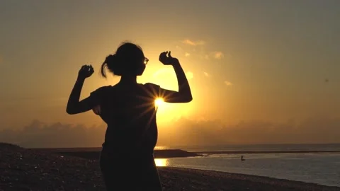 Silhouette on the Beach at Sunset Stock Footage 277025833