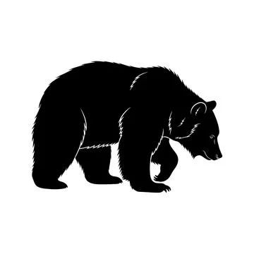 Silhouette of a bear walking on white background Stock Illustration