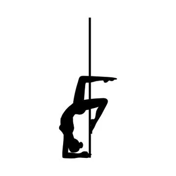Silhouette of beautiful girl dancing on pole a vector isolated illustration Stock Illustration