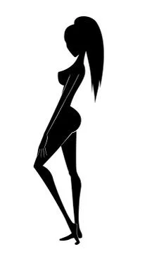Silhouette of a Beautiful Woman Turned to the Side Stock Illustration