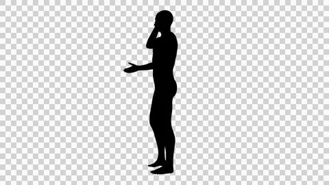 Silhouette of a beautiful young athletic man talking on the phone, transpar.. Stock Illustration