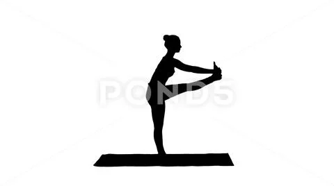 Silhouette Beautiful young fit woman in sportswear doing sport exercise, bending Stock Illustration