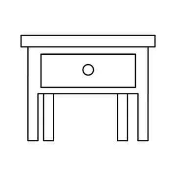 Silhouette of bedside table isolated icon Stock Illustration