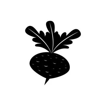 Silhouette of beet with leaves. Vector icon and clipart. Stock Illustration
