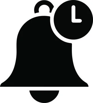 Silhouette Bell Icon With Time Indicator clock alarm Illustrazione stock