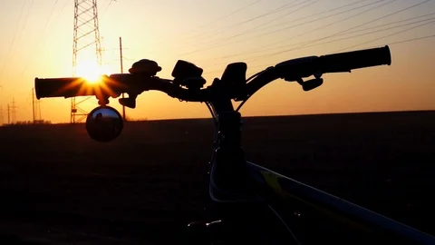 Silhouette of a bicycle at sunset. Stock Footage 88731818