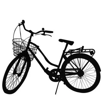 Silhouette of Bicycle on white background Stock Illustration