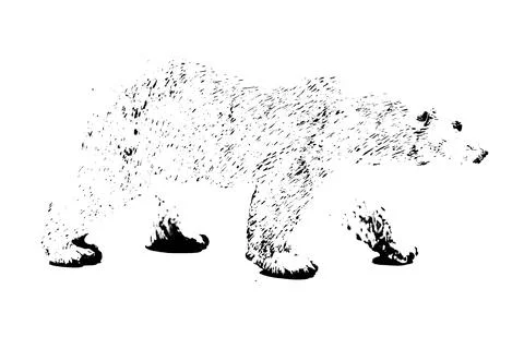 Silhouette of big bear model stand isolated on white background Stock Illustration