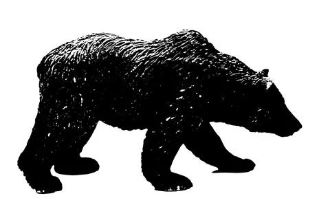 Silhouette of big bear model stand isolated on white background Stock Illustration
