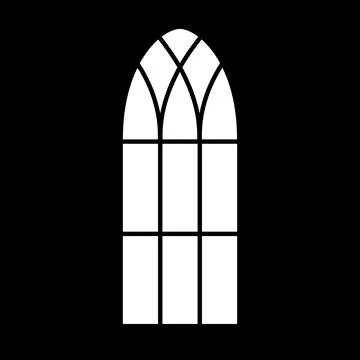 Silhouette of big classic temple window on black. Gobo mask. Stock Illustration
