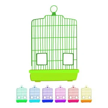 Silhouette bird cage vector cartoon graphic Stock Illustration