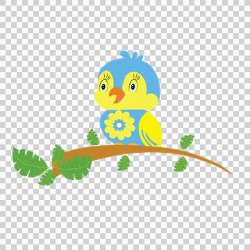 Silhouette Bird Perched On Branch perching leaves black Stock-Illustration