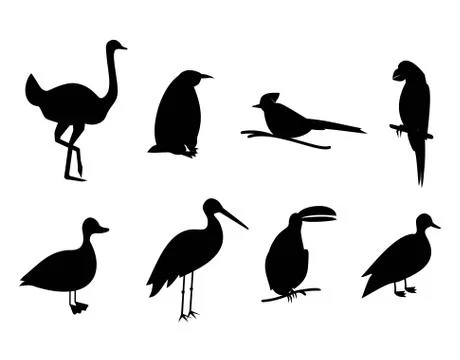 Silhouette birds vector set Stock Illustration