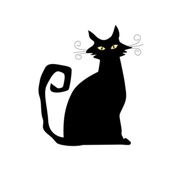Silhouette of Black cartoon Cat Stock Illustration