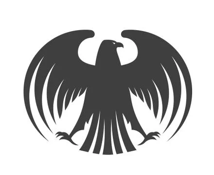 Silhouette of a black eagle with outspread wings Stock Illustration