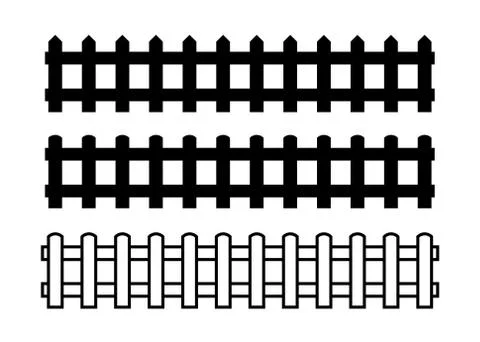 Silhouette Black Fence element. Vector illustration of fences Ilustración de archivo