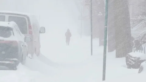 Silhouette in a blizzard. Stock Footage 102445064