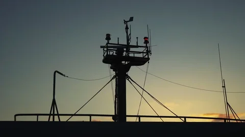 Silhouette of The Boat Masts in Sky at Sunset Stock Footage 112307351