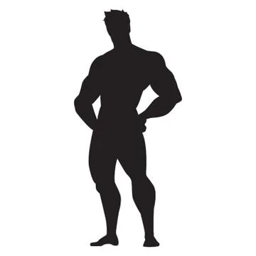 Silhouette Of Body Builder Stock Illustration