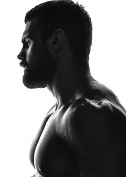 Silhouette of a bodybuilder 库存照片