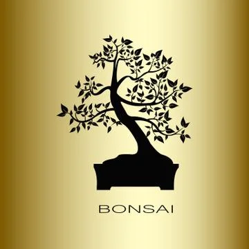 Silhouette of bonsai tree Illustrazione stock