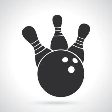 Silhouette of bowling ball knocks down pins Stock Illustration