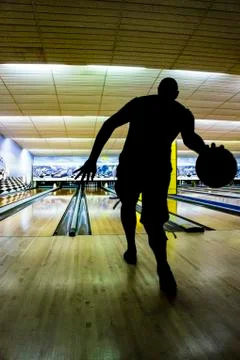 Silhouette of a bowling player Foto stock