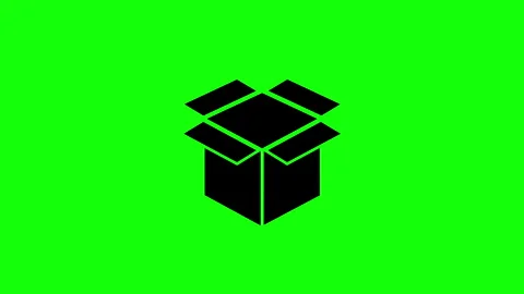 Silhouette box opening animation on green background. Stock Footage 335584908