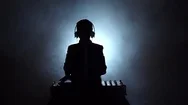 Silhouette Boy Dj Playing On Vinyl And Dance, Slow Motion Stock Footage