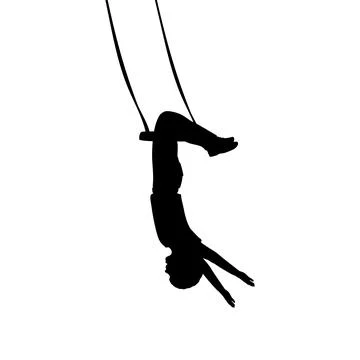 Silhouette boy hanging upside down Stock Illustration