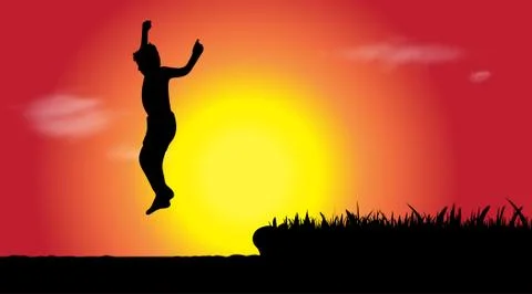 Silhouette boy Stock Illustration