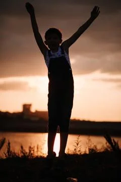 Silhouette of a boy Foto stock