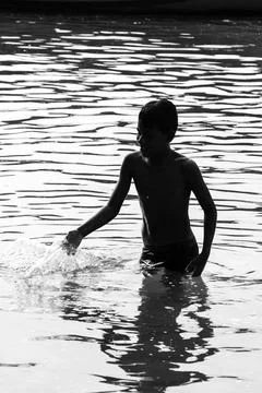 Silhouette of boy Stock Photos