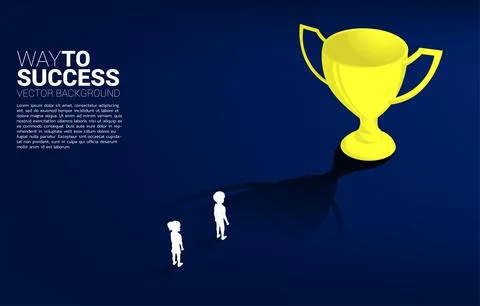 Silhouette boy planning to get trophy. Concept of education solution and futu 스톡 일러스트