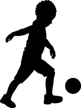 Silhouette of boy playing with a ball. Vector illustration Stock Illustration