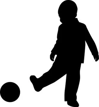 Silhouette of boy playing with a ball. Vector illustration Stock Illustration