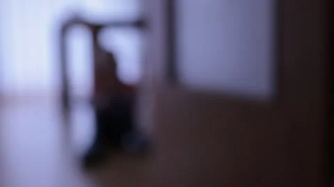 Silhouette of a boy playing in a room Stock Footage 270458537
