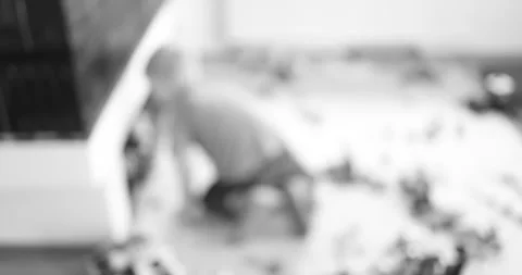 Silhouette of a boy playing in a room Stock Footage 270460830