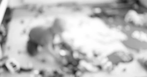 Silhouette of a boy playing in a room Stock Footage 270460878