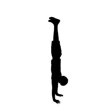 Silhouette boy pose Handstand sideways. Stock Illustration