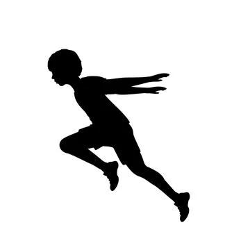 Silhouette boy running hands back Stock Illustration