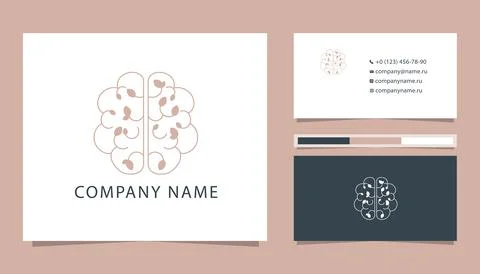 Silhouette of a brain inside which plants with leaves Stock Illustration